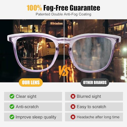 KeeiZoes Safety Glasses Anti Fog Goggles For Women, Nurses Protective Eyewear Blue Light & UV Blocking Eye Protection Glasses - color: Black + Black Leopard + Blue + Clear