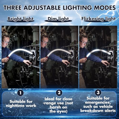 3 Pcs 29" Bendable LED Flashlight Stick Rechargeable Flexible Work Light Stick with a Pair of Gloves High Lumen & 3 Brightness Modes 360° Rotate for Car Repairs Mechanical Inspection - size: 29 inches