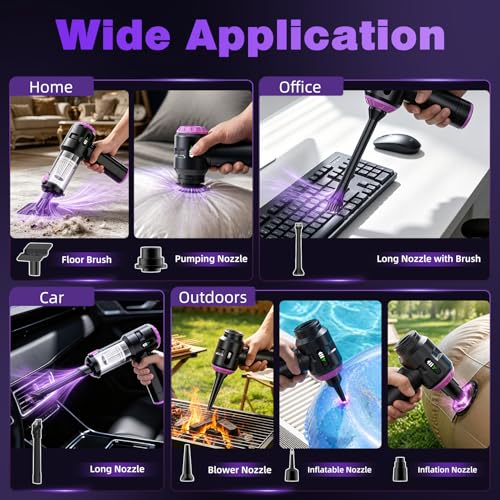 Wansimoo Handheld Car Vacuum Cleaner,25000PA Strong Cyclonic Suction Mini Vacuum Portable Cordless with Digital Display and One Touch Dust Removal for Car, Home, Office, Kitchen (Purple)