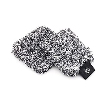 The Rag Company - The Cyclone Ultra Wash Mitt 8in x 9in and Cyclone Ultra Wash Pad 10in x 10in - 70/30 Blend Korean Microfiber, Foam Padding, Scratch-Free, Lint-Free, Black (2-Pack)