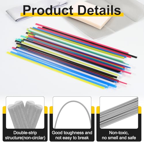HARFINGTON 2set(10pcs) Plastic Welding Rods 8inch Round TPO Welding Strips Welder Rods for Car Bumper Kayak Daily Repair Plastic Welder Car Bumpers, Gray