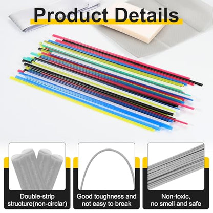 HARFINGTON 2set(10pcs) Plastic Welding Rods 8inch Round TPO Welding Strips Welder Rods for Car Bumper Kayak Daily Repair Plastic Welder Car Bumpers, Gray