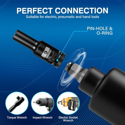 1/2 Inch Drive x 9mm Deep 6PT CR-MO Impact Socket for Removing Axle nut | Metric Socket,6-Point Radius Corner Design,Two Size Markings,Square Chamfered Opening,For Removal of Axle Nut - size: 9 mm, style: 1/2" Drive Deep Socket