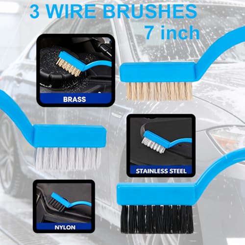 42Pcs Car Detailing Kit, Car Detailing Brush Set, Car Wash Cleaning Kit, Car Detailing Brushes, Professional Car Care Kit for Interior Exterior Wheels, Blue (42) - size: 42
