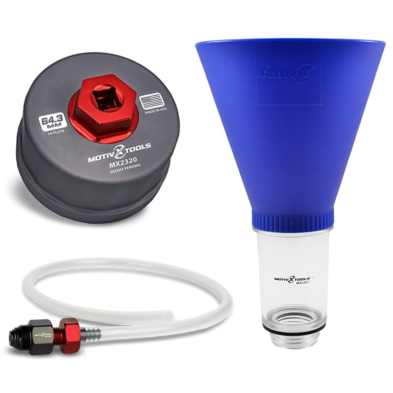 Motivx Tools Oil Filter Wrench, Drain Tool, and Advanced Engine Oil Funnel Set for Toyota & Lexus 2.0L - 5.7L Engines with Cartridge Style Oil Filter Systems