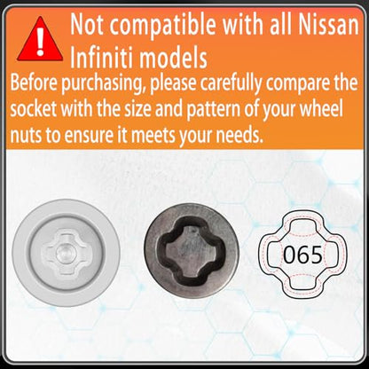 065 Wheel Locking Nut Key for Nissan Infiniti, 21mm Lock Bolt Inner Dia Wheel Anti-Theft Lug Nut Hand Repair Removal Tool - size: socket 065
