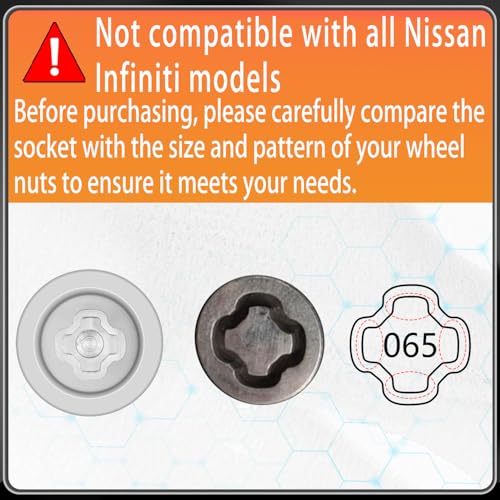 065 Wheel Locking Nut Key for Nissan Infiniti, ID 21mm Lug Socket | Wheel Lock Nut Socket Adapter, Anti-Theft Lug Nut Removal Tool, Anti-Theft Screw Remover, Repair Tool, Tyre Fitting, garage - size: socket 065