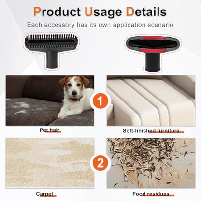Upgraded Dryer Lint Vent Cleaner Kit & Vacuum Attachments Brushes Compatible with Shop Vacs 2-1/4'' 1-7/8'' 1-3/8'' 1-1/4 Inch- Flexible Vacuum Crevice Attachment Tool for Shop Vac Accessories