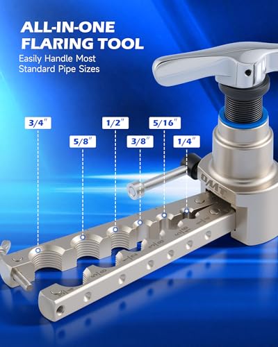Orion Motor Tech Flaring Tool, Magnetic Height Limit 1/4"-3/4" Tube Flare Tool for 45° Eccentric Single Flares, Tubing Flare Tool Kit for Soft Copper Aluminum Steel Pipe - size: 1/4-3/4 in