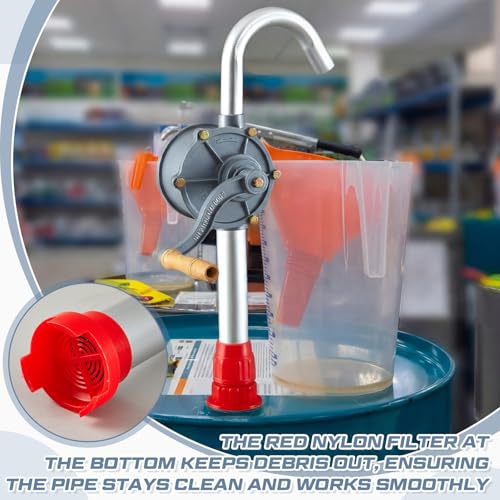 2 Pack Drum Pump, Fits 15-55 Gallon Barrels, Manual Hand Barrel Pump for Diesel, Hydraulic Oil, Heating Oil, and Multipurpose Fluid Transfer Tool