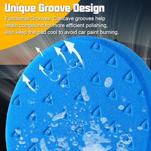 Polishing Pad 7.5 Inch 8 Pcs Foam Buffing Pads Kit with Wool Pads | Complete Cutting, Polishing and Final Finishing Workflow - size: 7.5 Inch