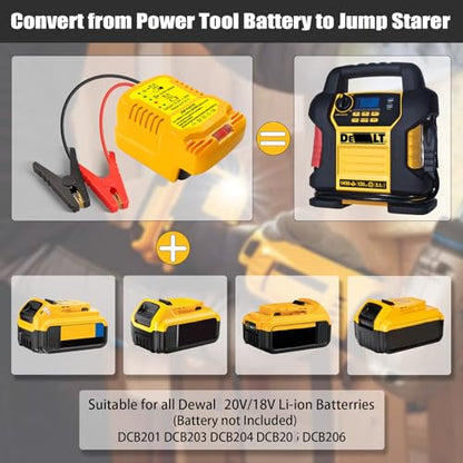 Jump Starter Adapter for DeWalt 20V/60V Li-ion Battery Powered with Jumper Cable Clamps Portable Car Battery Charger Jump Starter(Battery Not Included) - style: For DeWalt