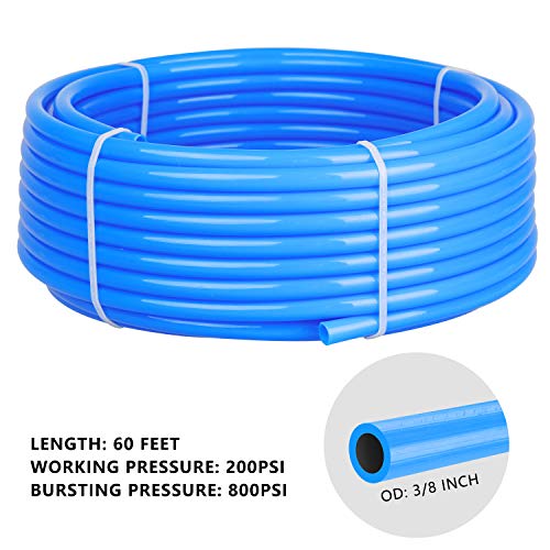 Shop Air Line Kit, 3/8 Inch (9.5MM) OD × 60 Feet Nylon Compressed Air Pipe, 200PSI, Cutter, Tees, Mounting clips, Connectors, 49PCS Garage Air Compressor Accessories Master Kit