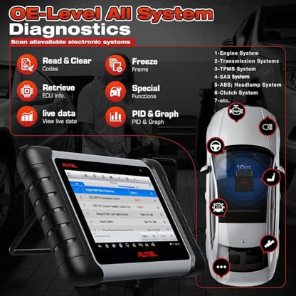 2026 Autel Scanner MaxiCOM MK808BT PRO, V2.0 Bidirectional Diagnostic Scan Tool as MK900BT, 33ft BT of MK900 MX900 MK808S MX808S, 3000+ Active Test, 28+ Reset, Injector Coding, All Systems, FCA, OS 11