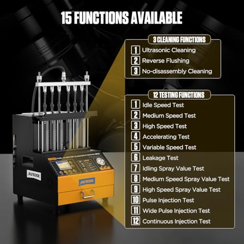AUTOOL Automotive 6-Cylinder 110V GDI Fuel Injector Cleaning Machine,EFI Fuel Injector Cleaner Kit Tool,FSI Fuel Injector Tester Cleaner for All Petrol and Car Motorcycle