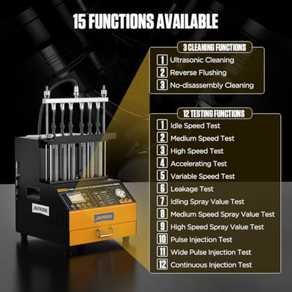 AUTOOL Automotive 6-Cylinder 110V GDI Fuel Injector Cleaning Machine,EFI Fuel Injector Cleaner Kit Tool,FSI Fuel Injector Tester Cleaner for All Petrol and Car Motorcycle