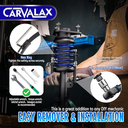 CARVALAX Coil Spring Compressor Tool, 2pcs Automotive Spring Compressor Set with Extendable Safety Bracket, 2670LB Heavy Duty Macpherson Strut Spring Compression Set for Car Truck ATV UTV