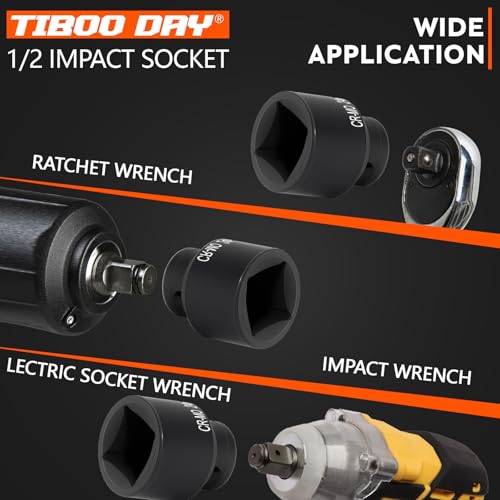 1/2" Drive 7mm Impact Socket Metric Standard Impact Socket Blackening Finish 4 Point Square Socket made with Chrome Molybdenum Alloy Steel for Auto Repair Mechanical Maintenance Removal of Axle Nut - size: 7mm - 4pt, style: 1/2" Drive Standard Socket