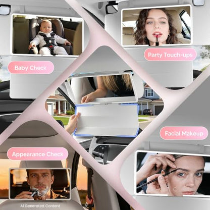 Upgraded Car Sun Visor Mirror Vanity as Gift for Women Men Makeup | Smart Sensor Switch, With protective Case, 3 LED Lighting Modes, 78 LED Beads, Rechargeable, Dimmable, 15-day Battery Life