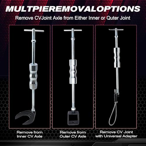 CV Axle Puller Tool with Heavy Duty Slide Hammer 8 pc CV Joint Removal Tool with 48mm & 63mm CV Joint Fork CV Axle Removal Tool with Outer CV Joint Adapter Steel Cable Adapter