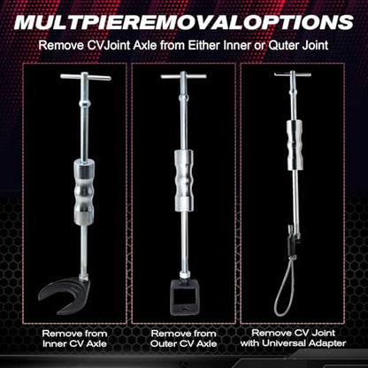 CV Axle Puller Tool with Heavy Duty Slide Hammer 8 pc CV Joint Removal Tool with 48mm & 63mm CV Joint Fork CV Axle Removal Tool with Outer CV Joint Adapter Steel Cable Adapter
