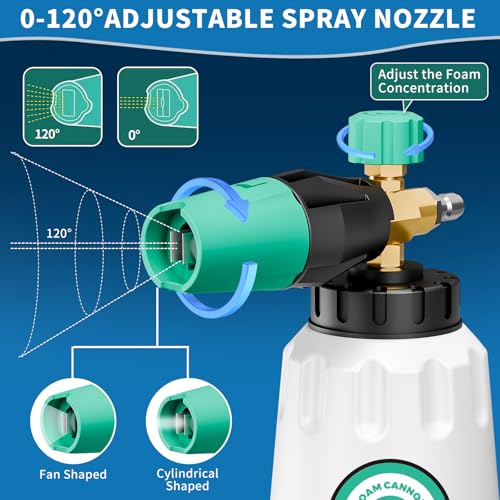 Pressure Washer Gun with Foam Cannon Car Wash Kit, Dual Channels-Foam/Water in 1s,1/4 Inch Quick Dual Connector Accessory for Car Wash Foam Gun & Pressure Washer Gun,with 5-Nozzle 3/8″ Swivel QC - style: Car Wash Master