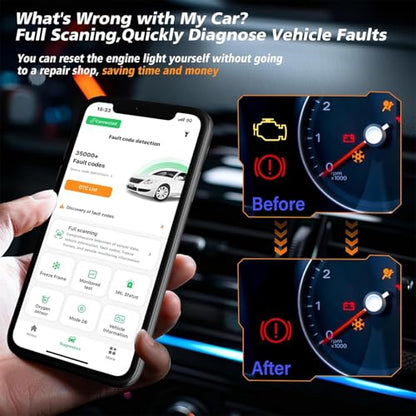 Bluetooth 5.4 V011 Car OBD2 Scanner 25K80 Diagnostic Tool Full Function OBD Home App for iOS/Android OBDII Read Code