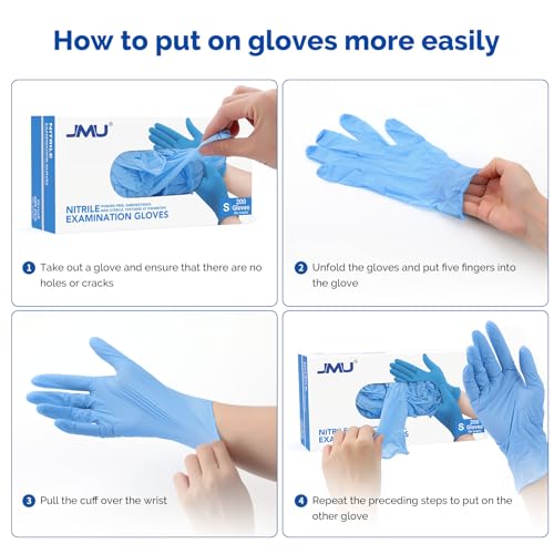 JMU Disposable Nitrile Medical Gloves Large, 200 Count, 3.5 Mil Latex-Free & Powder-Free, Blue Nitrile Exam Gloves - size: Large