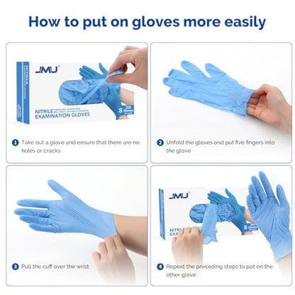 JMU Disposable Nitrile Medical Gloves Large, 200 Count, 3.5 Mil Latex-Free & Powder-Free, Blue Nitrile Exam Gloves - size: Large