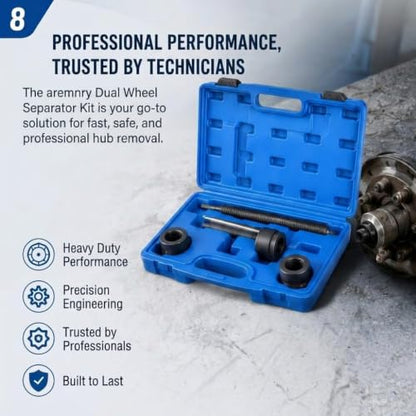 Dual Wheel Separator Tool Dually Wheel Separator for Stuck Hub Removal, Heavy Duty Wheel Separator Tool Hub Puller Fit for Truck Bus Van Trailer, One-Piece Pusher Ball Bearing Driven Kit