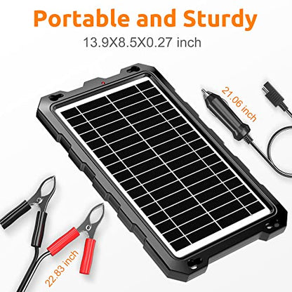 SUNAPEX 12V Solar Battery Charge: 10W Waterproof Portable Solar Panel Kit - Battery Maintainer Trickle Charger - with Upgrade Built in Charge Controller for Car Boat RV Trailer Automotive Motorcycle - size: 10W