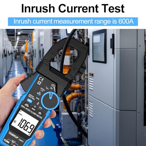 Digital Inrush Clamp Meter Multimeter, TEMIRUP T-RMS 6000 Counts 600A Current Amp Volt Meter with VFD,LOZ Mode; Measures NCV AC/DC Current Voltage Temperature Resistance Capacitance Continuity - size: CM87C, style: 600A AC/DC Clamp Meter