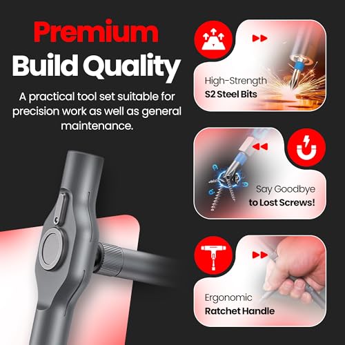 42 in 1 Magnetic Screwdriver Set, Magnetic Ratchet Screwdriver Set with Multi-Bit Ratcheting Handle & Bit Magnetizer, Compact Repair Tool Kit with Storage Case for Furniture, Computer, Bicycle and DIY - size: 42 in 1