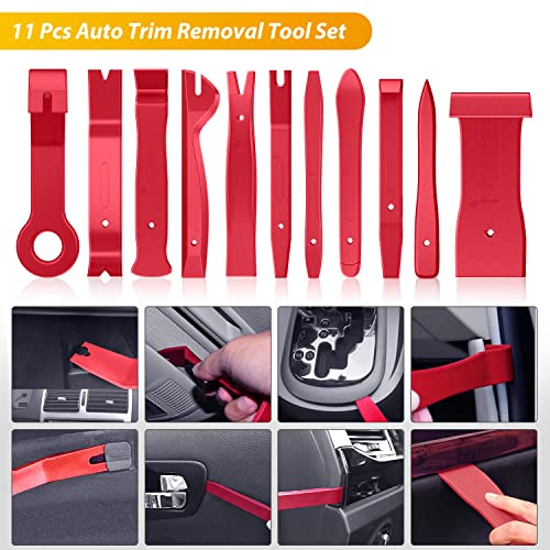 GOOACC 200Pcs Trim Removal Tool, Auto Push Pin Bumper Retainer Clip Set Fastener Terminal Remover Tool Adhesive Cable Clips Round Handle Crowbar Pry Kit Car Panel Radio Removal Auto Clip Pliers - color: 120Pcs Clips +80 Remover