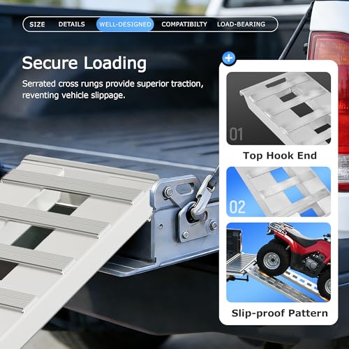 ALMULOO 60" x 15" Aluminum Trailer Ramps 6800 LBS Motorcycle ATV Loading | Ramps Truck Heavy Duty Hook End & Knife Foot