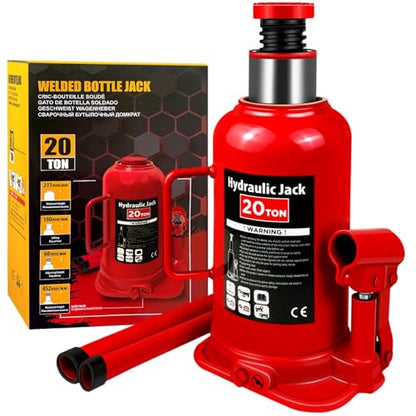Hydraulic Bottle Jack with Color Box, 20 Ton (40,000 lb) Capacity 9.2-17.9 inch Lifting Range, Muti-Directional Welded Bottle Car Jack for Car, Truck, RV, Pickup Truck, Auto Repair - size: 20 Ton