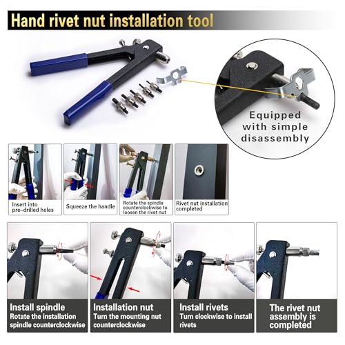 Imperial Rivet Nut Tool Kit 430pcs, SAE Rivet Nut Combination （5/16-18、1/4-20、10-24、8-32、6-32）, Suitable for Automotive, Marine and Industrial Applications(SAE Carbon Steel 430PCS)