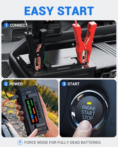 AVAPOW TJ68 10000A Battery Jump Starter Portable with 4" HD Display PD 65W Dual-Way Fast Charging,12V Jump Box, Car Battery Jump Starter for All Gas & Up to All Diesel Engines - size: 10000A