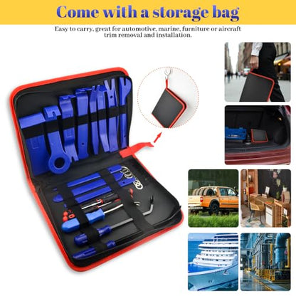 WMYCONGCONG 25 PCS Auto Trim Removal Tool Car Panel Dashboard Door Audio Trim Removal Tool Kit Auto Fastener Clip Removal Tools Hook and Pick Set for Car Audio Dash Door Panel Dashboard