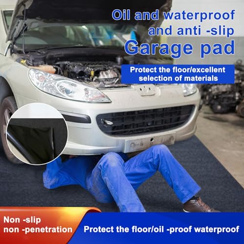 Heavy Duty Garage Floor Mat 17' x 7'5" Absorbent Oil Spill Mat for for Under Cars & Motorcycles, Waterproof Non-Slip Backing, Dark Grey Garage Parking Mat,Protects Surfaces 1 Set Square