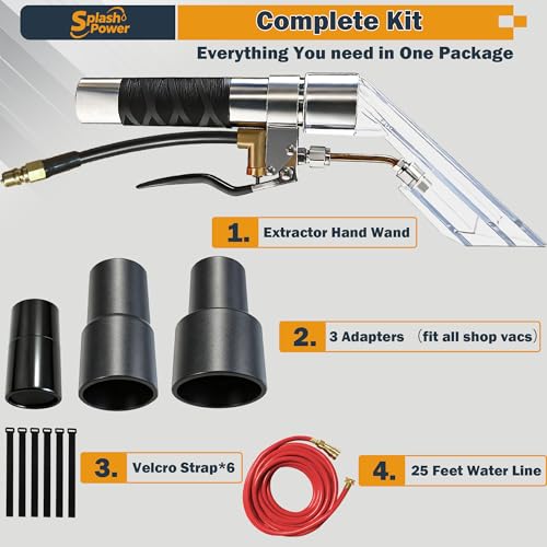 Shop Vac Extractor Attachment Kit for Wet/Dry Vacuum, Universal Hose Adapter for Carpet Upholstery Cleaning & Auto Detailing - size: Small B with Spray Nozzle and Water Hose