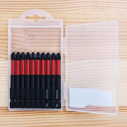 10 Pack Phillips PH2 Magnetic Anti Slip Screwdriver Bit Set 2-3/4" L TS2 Anti-Slip Long Drill Bits Impact Driver Bits - size: Length:70mm