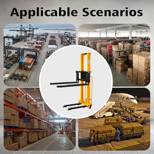 Electric Pallet Stacker Electric Forklift Capable of Boarding Trucks Pallet Lift 1300lbs Capacity 63" Lifting Height Material Lift with Fixed Legs (Width Adjustable, 63" Lifting) - color: Width Adjustable 63" Lifting