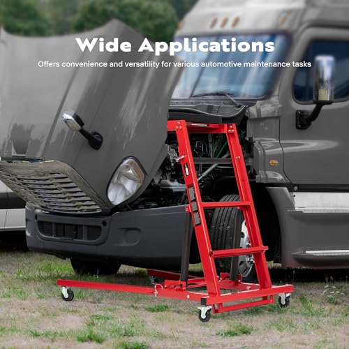 VIVOHOME Topside Automotive Engine Creeper, 400LBS Capacity | Foldable Creeper with Adjustable Height from 46.1" to 70.9", Leather Cushion, and 4 Swivel Casters for Auto Maintenance - size: 46inch