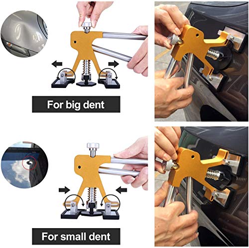 GLISTON Auto Dent Puller Kit with Golden Lifter Dent Remover, Car Body Slide Hammer Paintless Dent Repair Set