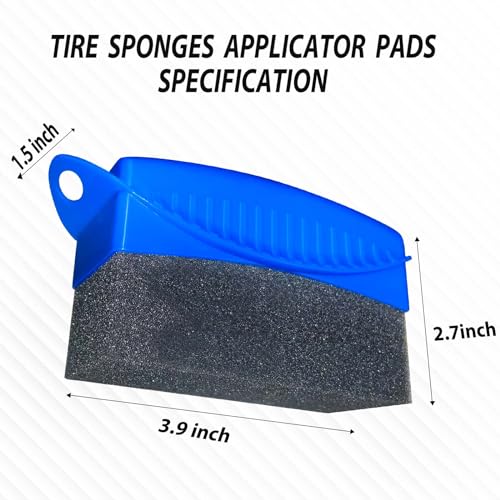 Tire Shine Pads, 2 Pcs Tire Dressing Sponge Applicator Contoured, Reusable Tire Shine Applicator with Lid for Car Detailing - color: Blue