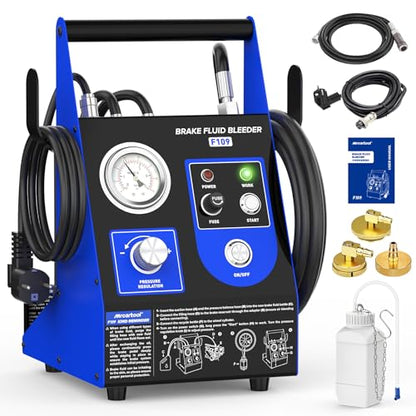 Electric Vacuum Brake Bleeder Kit 7-36 PSI with Aluminum Adapters | 1.6L/min flow rate; air-free fluid bleeding design; fits cars, SUVs, trucks & motorcycles - style: Automatic Brake Bleeder