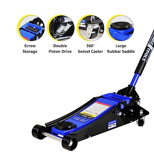 3 Ton Low Profile Floor Jack Hydraulic Jack Heavy Duty Steel Floor Jack with Dual Piston Quick Lift Pump 3 Ton (6000 lb) Capacity Lift Range 3.3"-19.7" Blue - color: Blue 3.0T Dual Pump 3.3"-19.7"