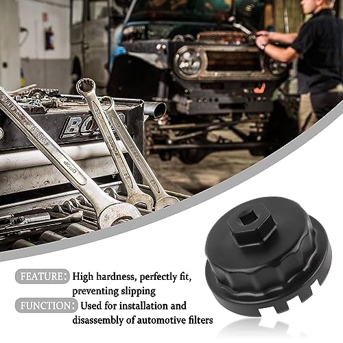 Salior 64mm Oil Filter Wrench,Aluminum Alloy Quickly Oil Filter Removal Tool Compatible with Lexus Toyota Tundra RAV4 Sienna 2.5L to 5.7L Engines Oil Filter Socket (Black)