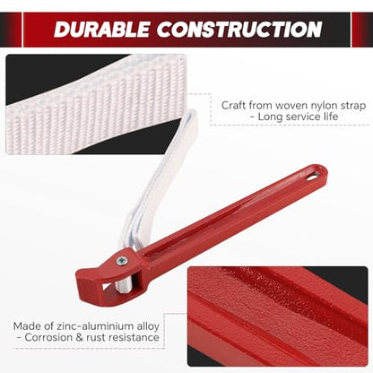 12 Inch Pipe Strap Wrench Adjustable Nylon Strap Wrench | Oil Filter Strap Opener Wrench Belt Repairing Wrench for Auto Oil Filter Element